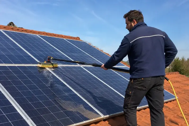 Nettoyage et entretien de panneaux solaires au Pizou
